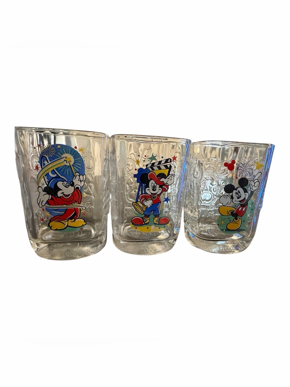 Disney Mickey Mouse 2000 Celebration Glass Tumbler Set of 3 Disney Franchise